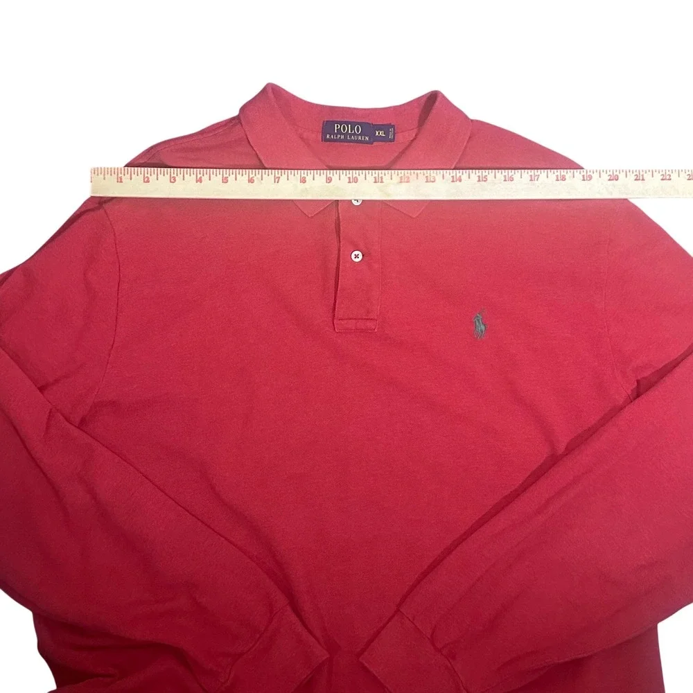 Polo Ralph Lauren Polo Shirt Men's XXL Red Excellent Long Sleeve Pique Pony Logo